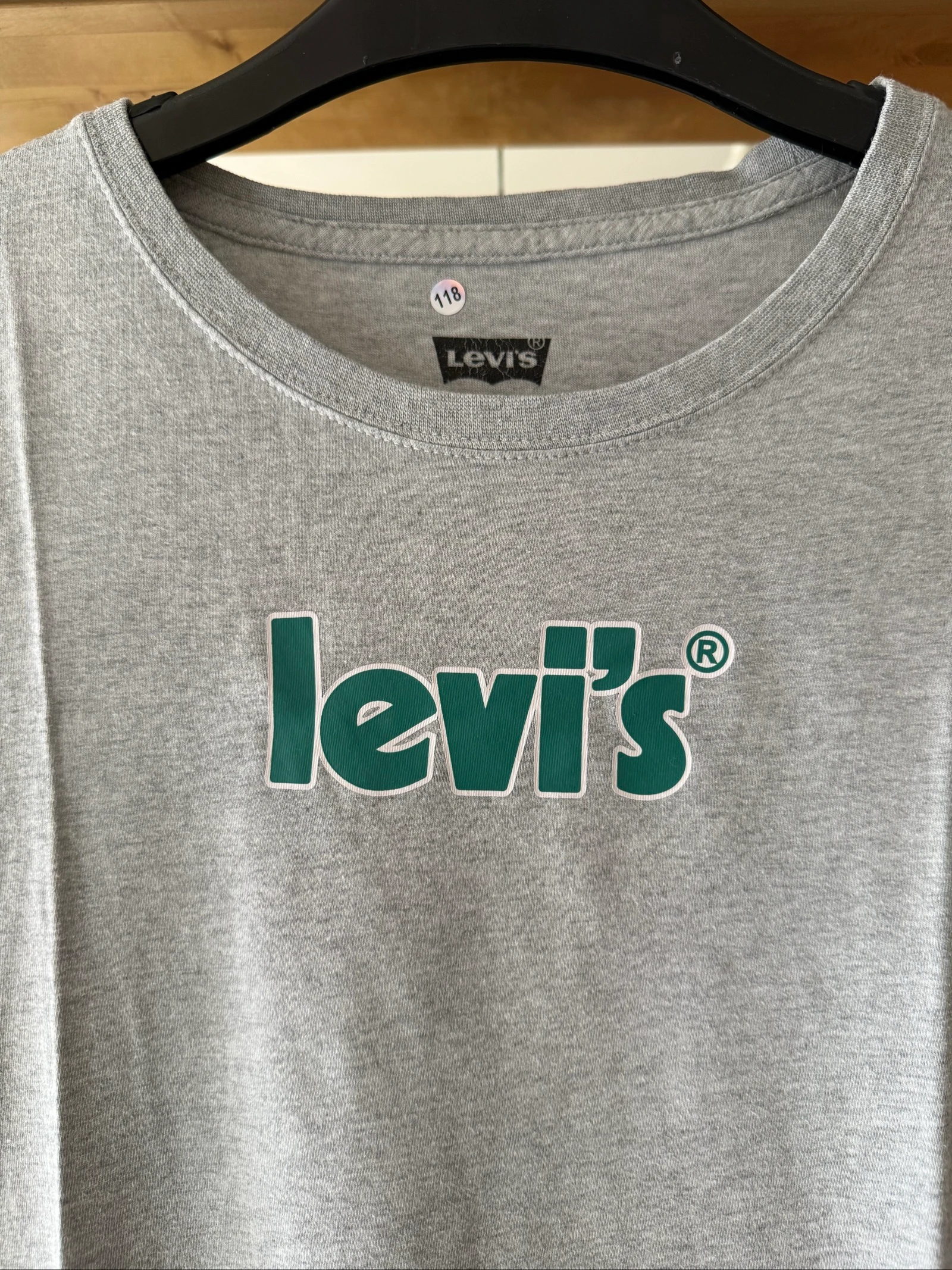 Levi's teen 16 years old / 176 cm T-shirt – Heather gray – Green logo – Very good condition – photo 3